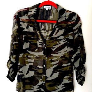 Express Women camouflage  top long sleeve